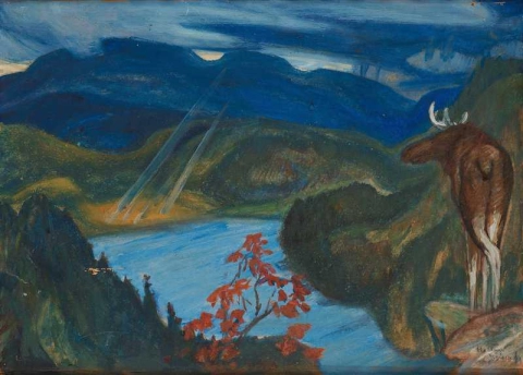 Landskap fra Nord-Sverige med en elg