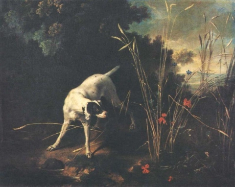 Oudry Jean Baptiste, um cachorro apontando para perdiz