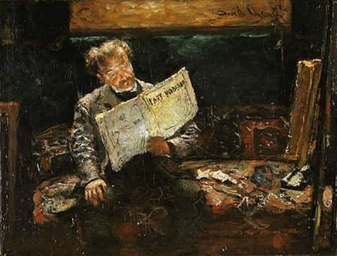 Kunstenaar In Zijn Atelier Leest L Art Moderne 1884