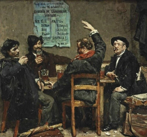 Geschichtenerzählen in einem Café 1879
