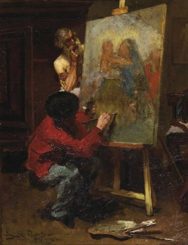 El artista en su estudio 1870-75