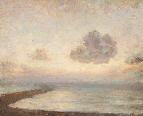 Coastal View With Evening Light Breaking Through The Clouds