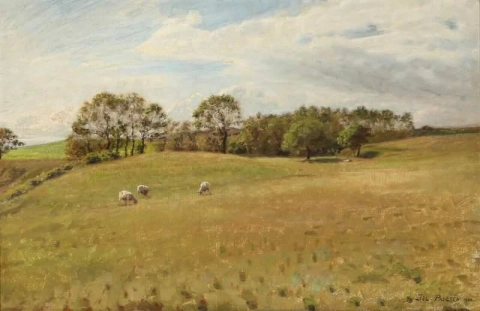 المناظر الطبيعية مع رعي الأغنام 1900