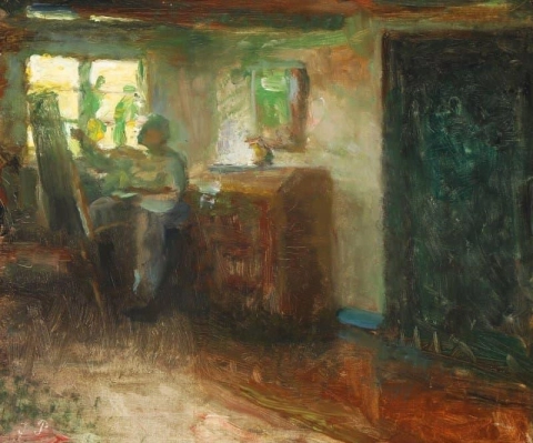 The Artist Seated At His Easel