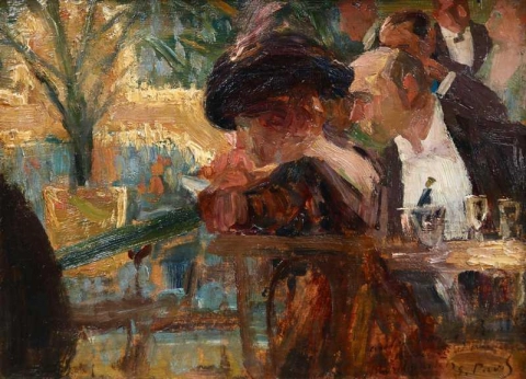 Figures In A Cafe Ca. 1910