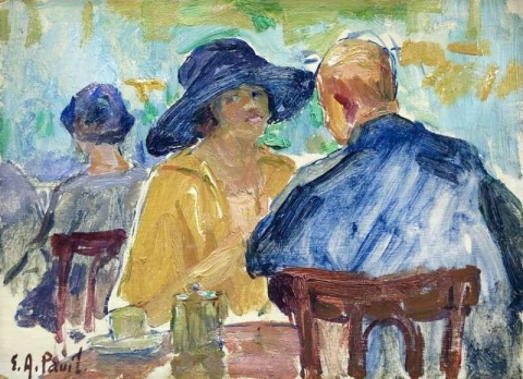 Figuras en un café Ca. 1920