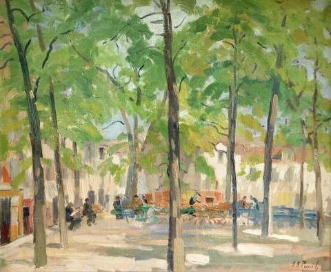 Летнее утро Place Du Tertre Монмартр 1910
