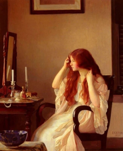 Menina penteando o cabelo 1909