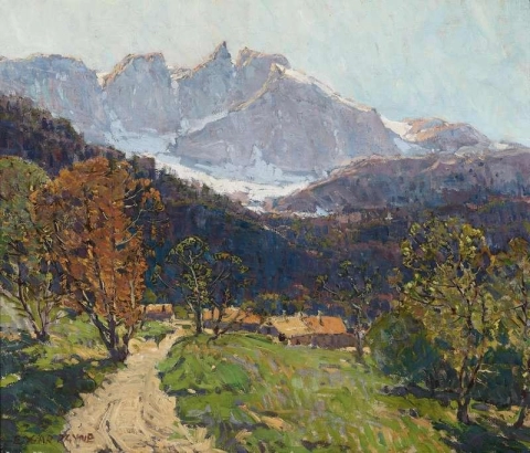 Um caminho para casas alpinas