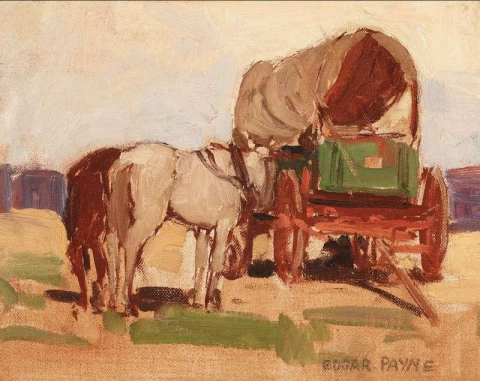 Cavalos e carroça coberta