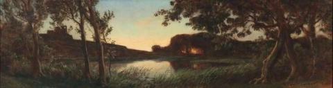 ボーンホルム島ハンマースフースからの夕景 1900
