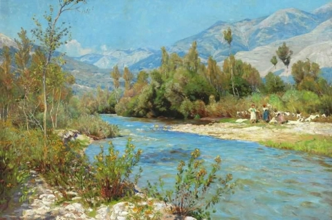 De rivier de Liri met wasvrouwen