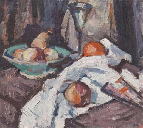 Stillleben mit Weinglas und Früchten, ca. 1929
