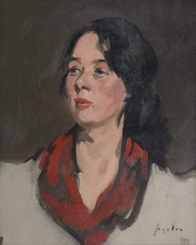 The Red Scarf Portrait Of Jeannie Blyth Ca. 1902