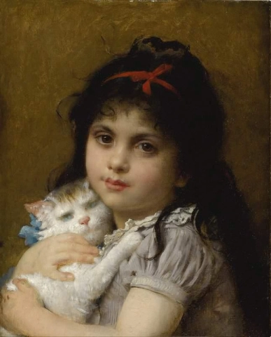 niña con un gatito
