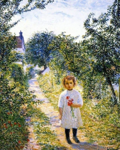 Kleines Mädchen in einer Gasse Giverny ca. 1906-07