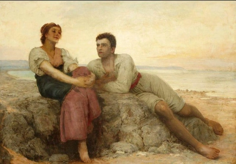 молодые любовники на пляже