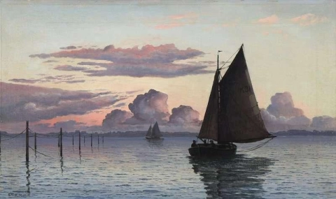 Una barca a vela al tramonto 1921
