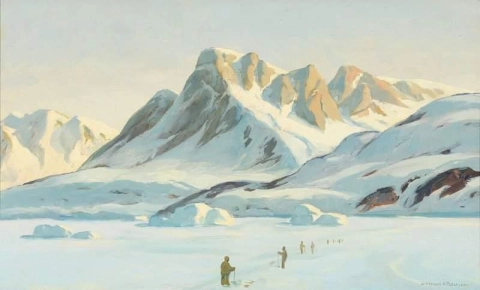 Arktisk landskap med inuitter