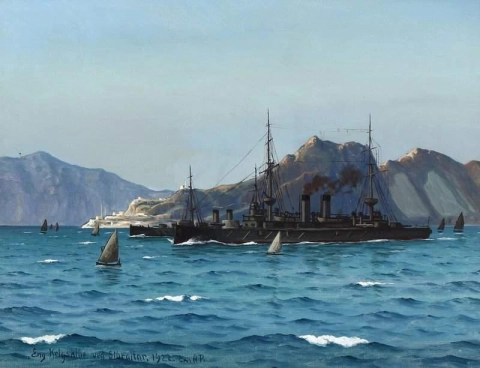 English Royal Navy Vessels At Gibraltar 1922