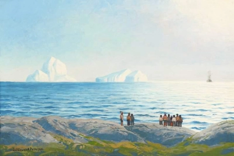 Inuit halten Ausschau nach einem Schiff