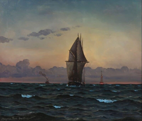 Segelfartyg och ångbåt vid Skagen Rev 1923