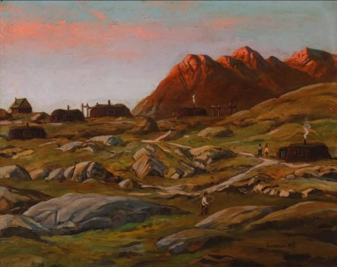 Scene From An Inuit Village In The Sunset