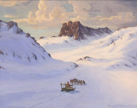 Scenery From Greenland With Dog Sleigh