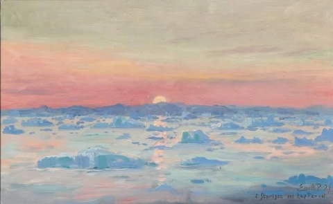Solnedgång På Isen Vid Cape Farewell