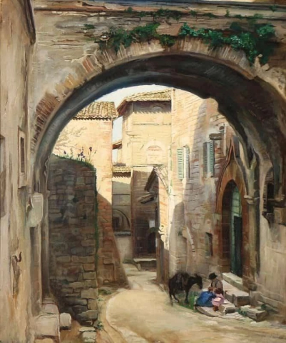 Een Straat In Assisi Italië