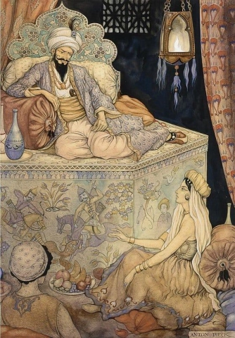 La storia della regina Scheherazade al re Shahryar