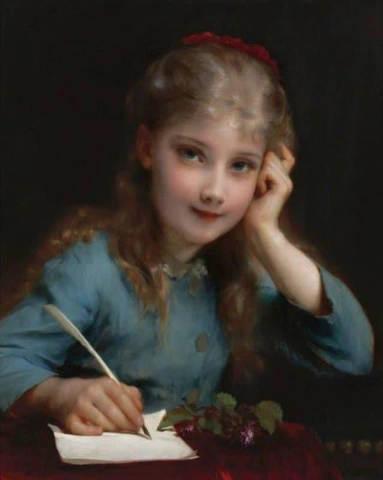 En ung flicka som skriver