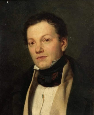 Portrett av en gentleman bust-lengde i en svart frakk og svart Crava