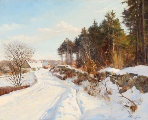 Un camino cubierto de nieve