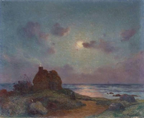 Il cottage sulla costa al tramonto