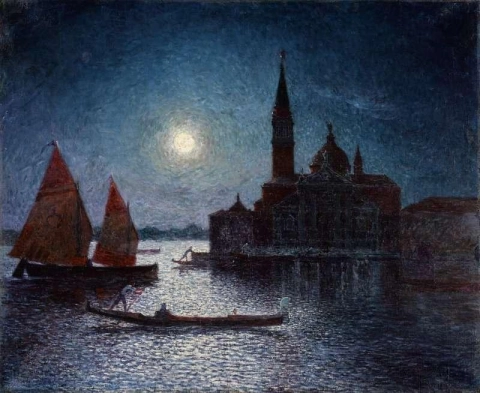 Venetië San Giorgio bij maanlicht 1904