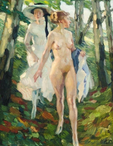 To jenter i en skog