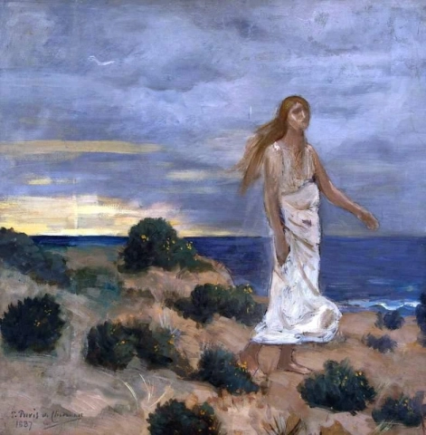 Kvinne ved havet 1887