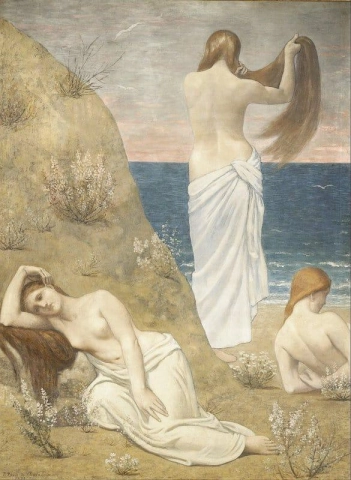 Chicas jóvenes junto al mar