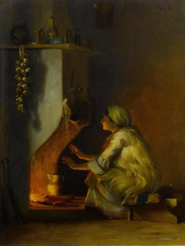 Ung jente ved en brann