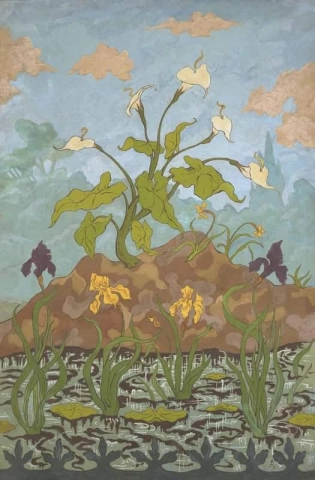보라색과 노란색 아룸과 붓꽃 1899
