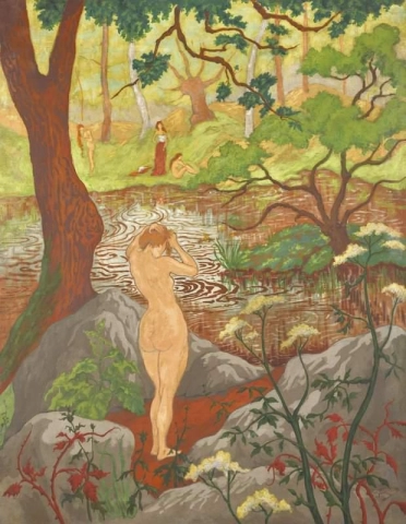 Nuda che si pettina sul bordo dello stagno, 1897 circa