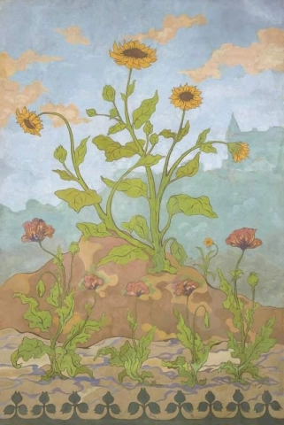 Zonnebloemen en klaprozen 1899