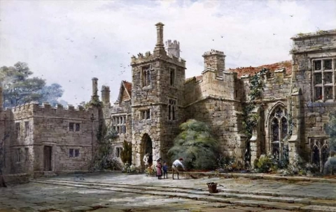 Haddon Hall e cappella Derbyshire prima del 1890 circa