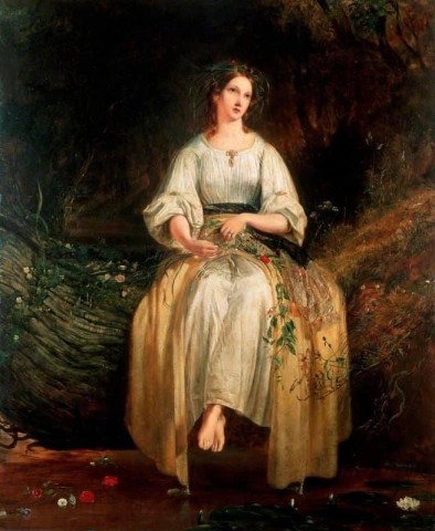 奥菲莉亚编织她的花环 1842