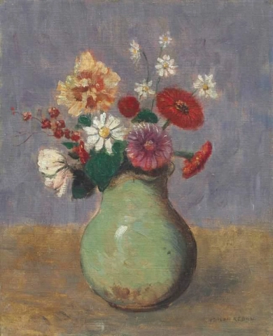 Цветы в зеленой вазе около 1885-90 гг.