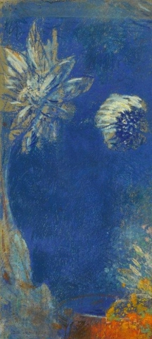 Fleurs Sur Fond Bleu - Fragment. Ca. 1899