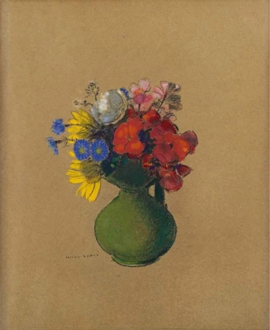 Geraniums And Field Flowers Ca. 1905