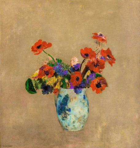 Vase med blomster ca. 1885-95