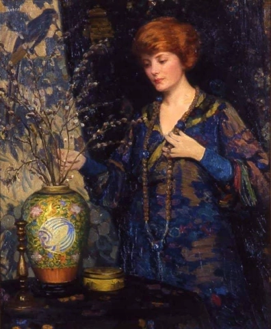 Jente med kinesisk vase 1915